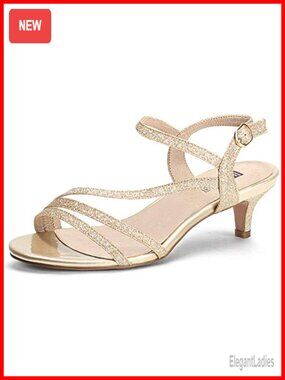 IDIFU Women's Strappy Kitten Heel Open Toe Slingback Sandals